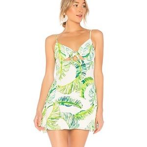 NWOT Privacy Please Cabana Tie Front Mini Dress Green Palm S